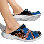 New York Islanders Clogs – Custom Checkered Streaks Blue Black 1