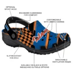 New York Islanders Clogs – Custom Checkered Streaks Blue Black 1