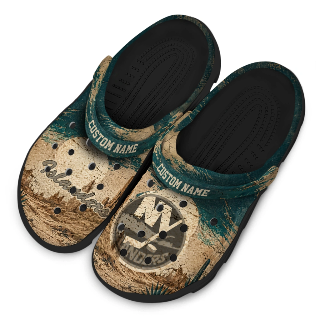 new-york-islanders-clog-customized-cracked-landscape-fir-green-beige-latest-model.webp