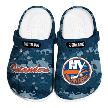 New York Islanders Clogs - Customized Digital Camo Blue