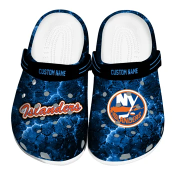 New York Islanders Clogs - Personalized Cracked Energy Blue Black