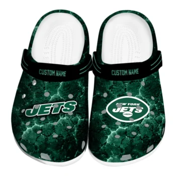 New York Jets Clogs - Custom Cracked Energy Green Black