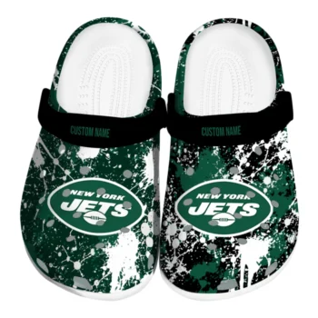 New York Jets Clogs - Custom Splatter Splash Green Black