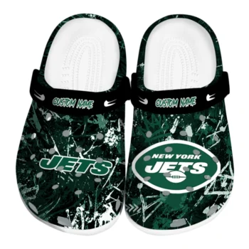New York Jets Clogs - Customized Graffiti Burst Green Black