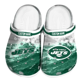 New York Jets Clogs - Customized Wave Swirl Green White