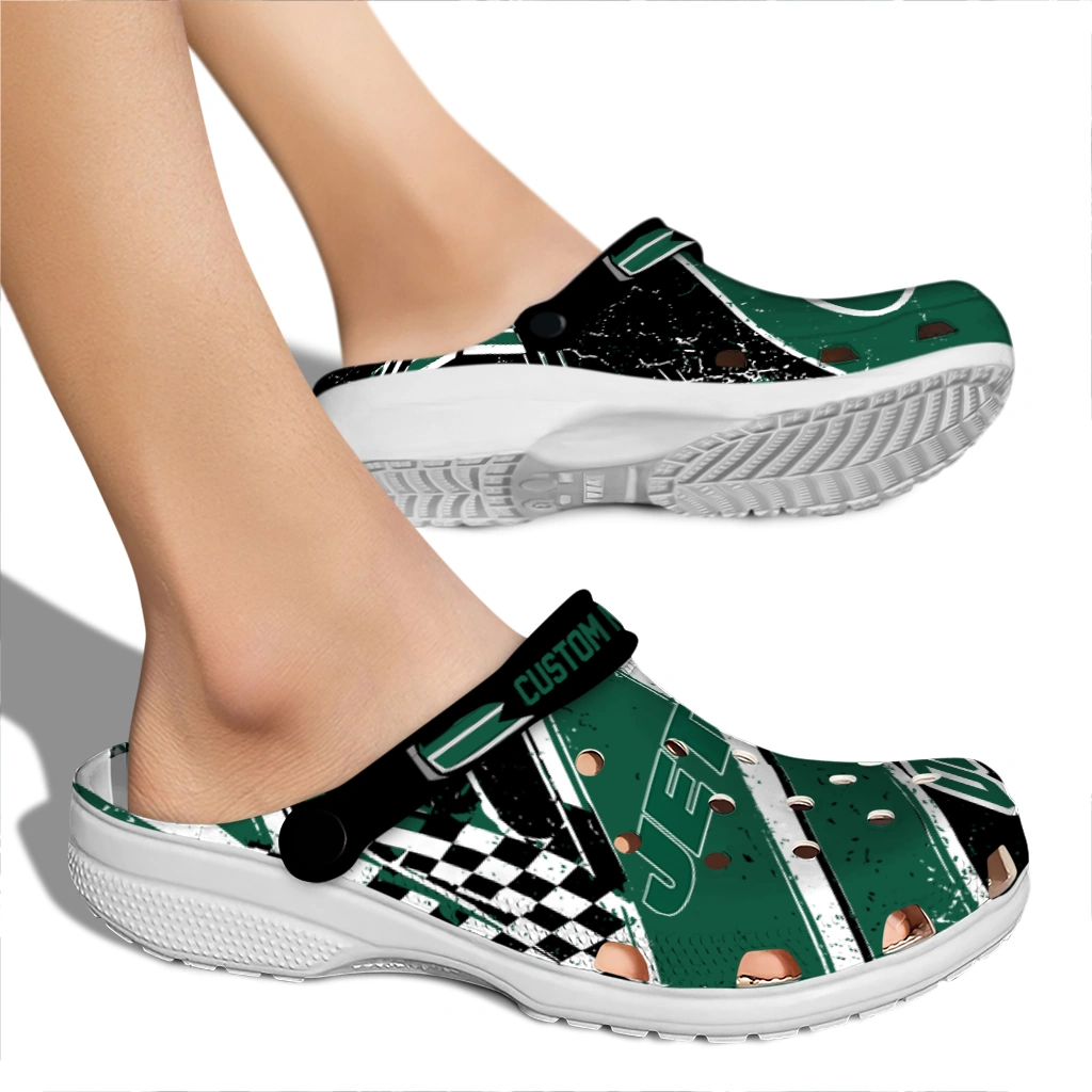 New York Jets Clogs - Personalized Circuit Geometry Green Black 2