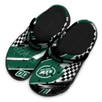 New York Jets Clogs – Customized Checkered Streaks Green Black 1