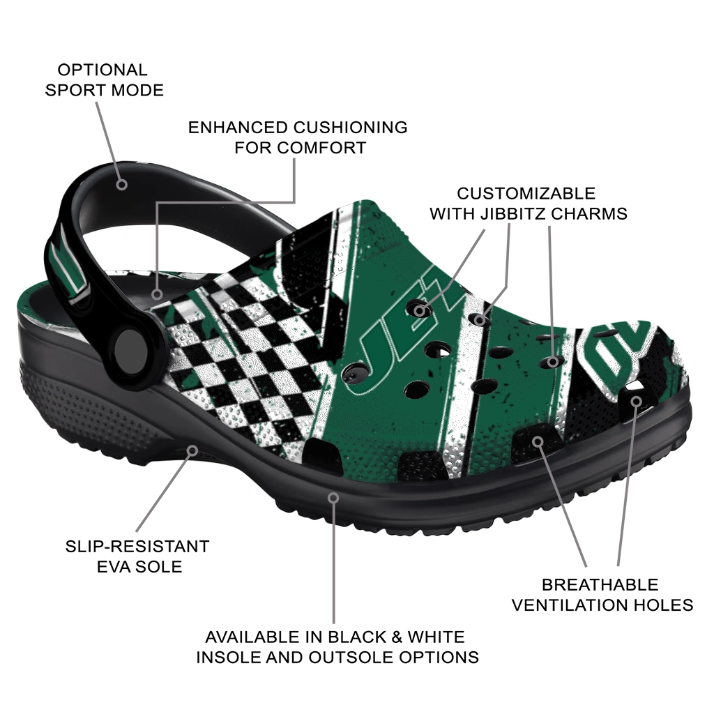 New York Jets Clogs - Personalized Circuit Geometry Green Black 5