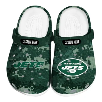 New York Jets Clogs - Personalized Digital Camo Green