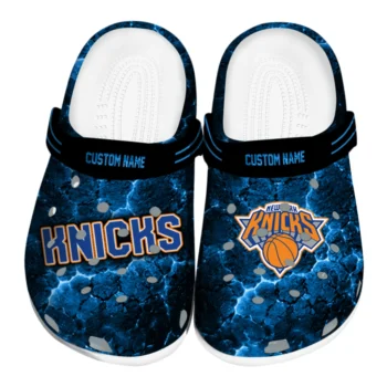 New York Knicks Clogs - Custom Cracked Energy Blue Black