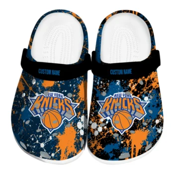New York Knicks Clogs - Custom Splatter Splash Blue Black
