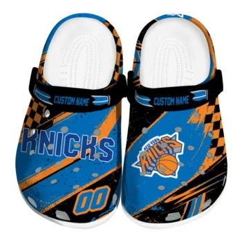 New York Knicks Clogs - Personalized Circuit Geometry Blue Black