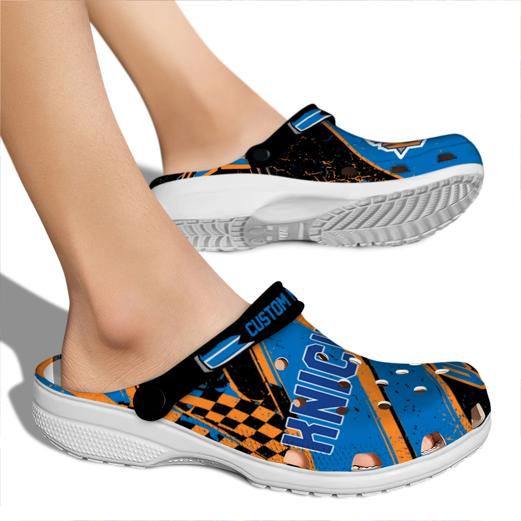 New York Knicks Clogs - Personalized Circuit Geometry Blue Black 2