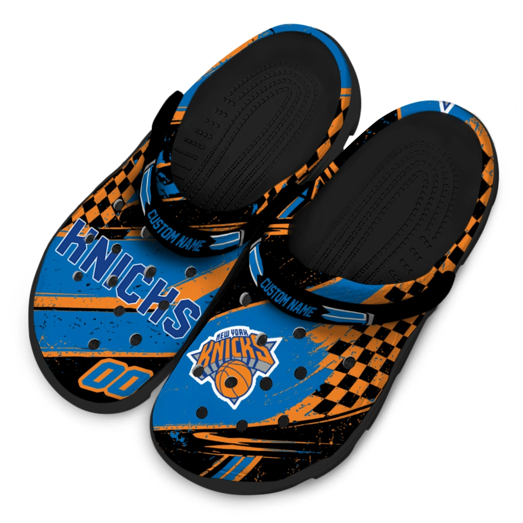 New York Knicks Clogs - Personalized Circuit Geometry Blue Black 4