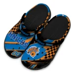 New York Knicks Clogs – Customized Checkered Streaks Blue Black 1