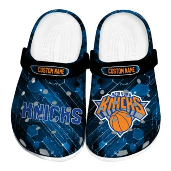New York Knicks Clogs - Personalized Circuit Geometry Blue Black