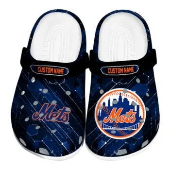 New York Mets Clogs - Customized Circuit Geometry Blue Black