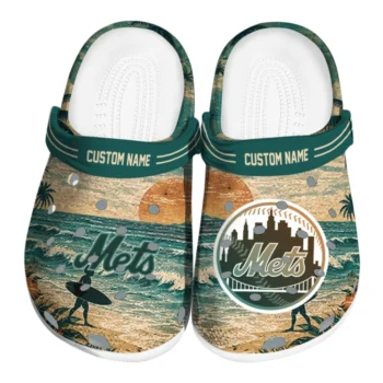 New York Mets Clogs - Personalized Wave Scene Fir Green