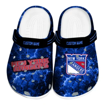 New York Rangers Clogs - Custom Cracked Energy Blue Black