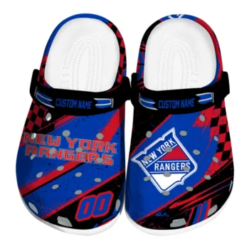 New York Rangers Clogs - Personalized Circuit Geometry Blue Black