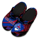 New York Rangers Clogs – Customized Checkered Streaks Blue Black 1