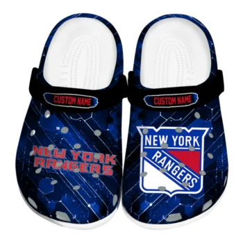 New York Rangers Clogs - Personalized Circuit Geometry Blue Black