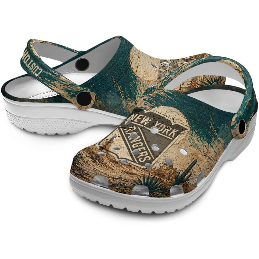 new-york-rangers-clog-personalized-cracked-landscape-fir-green-beige-high-quality.webp