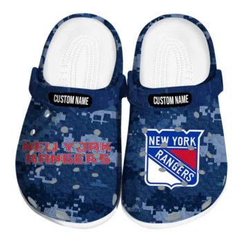 New York Rangers Clogs - Personalized Digital Camo Blue