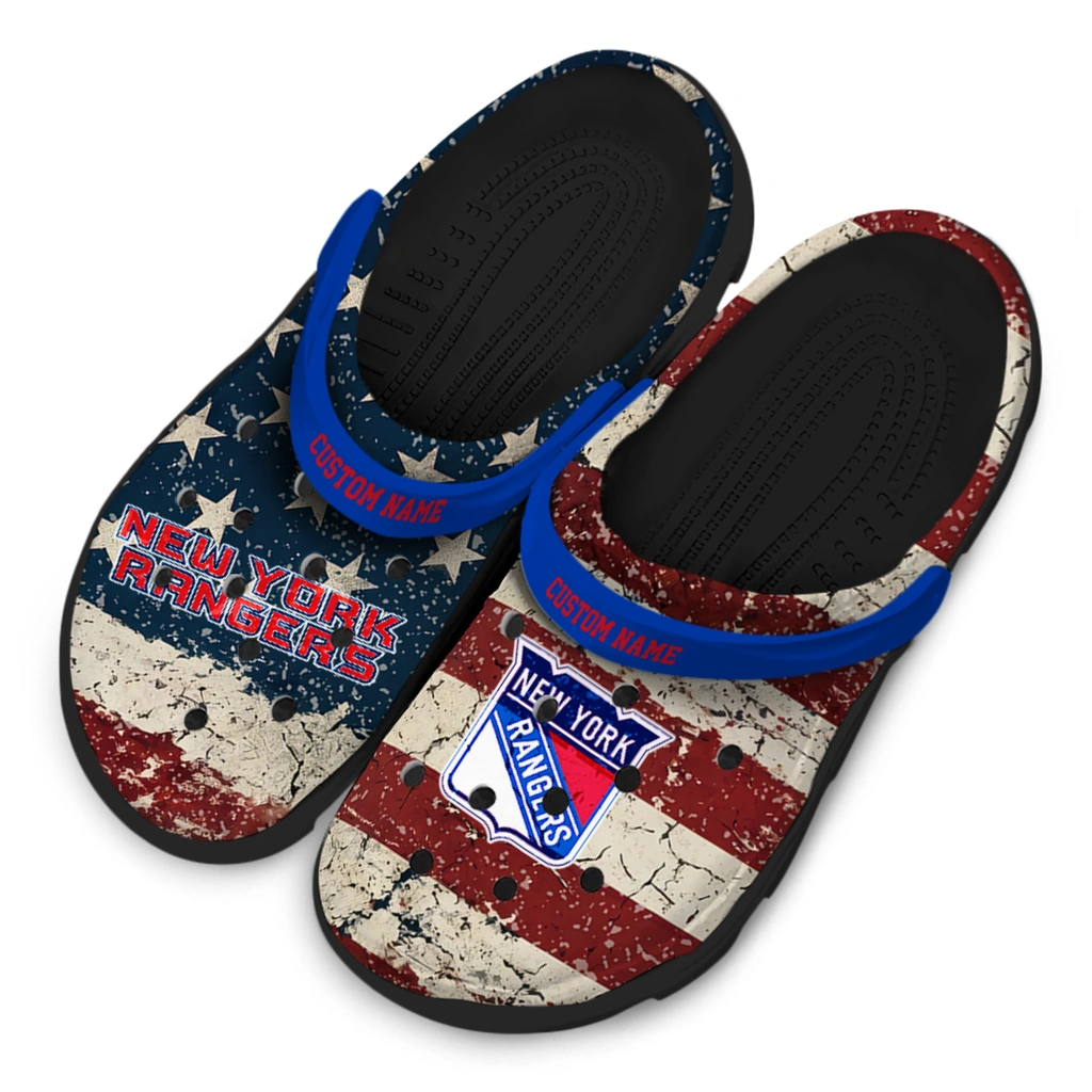 new-york-rangers-clog-personalized-distressed-stripes-blue-red-blue-latest-model.webp