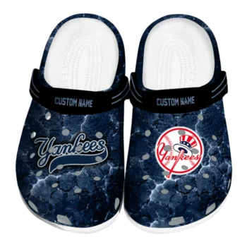 New York Yankees Clogs - Custom Cracked Energy Navy Black