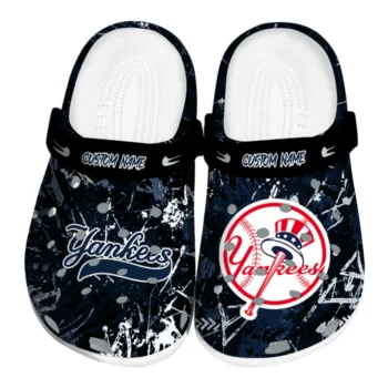 New York Yankees Clogs - Customized Graffiti Burst Navy Black