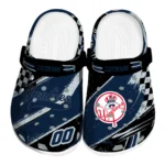 New York Yankees Clogs – Customized Checkered Streaks Navy Black 1