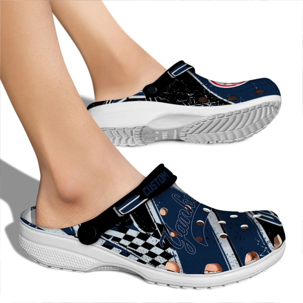 New York Yankees Clogs - Personalized Circuit Geometry Navy Black 2