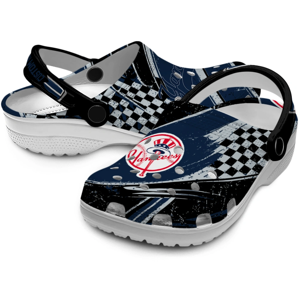 New York Yankees Clogs - Personalized Circuit Geometry Navy Black 3
