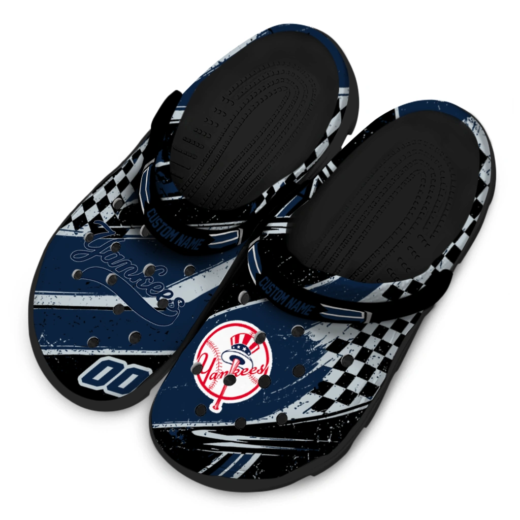 New York Yankees Clogs - Personalized Circuit Geometry Navy Black 4