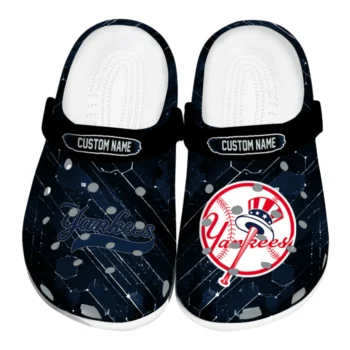 New York Yankees Clogs - Personalized Circuit Geometry Navy Black