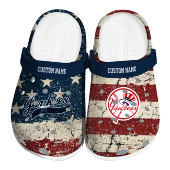 New York Yankees Clogs - Personalized Distressed Stripes Navy Red Blue