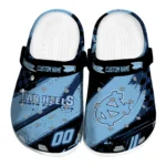North Carolina Tar Heels Clogs – Personalized Checkered Streaks Light Blue Black 1