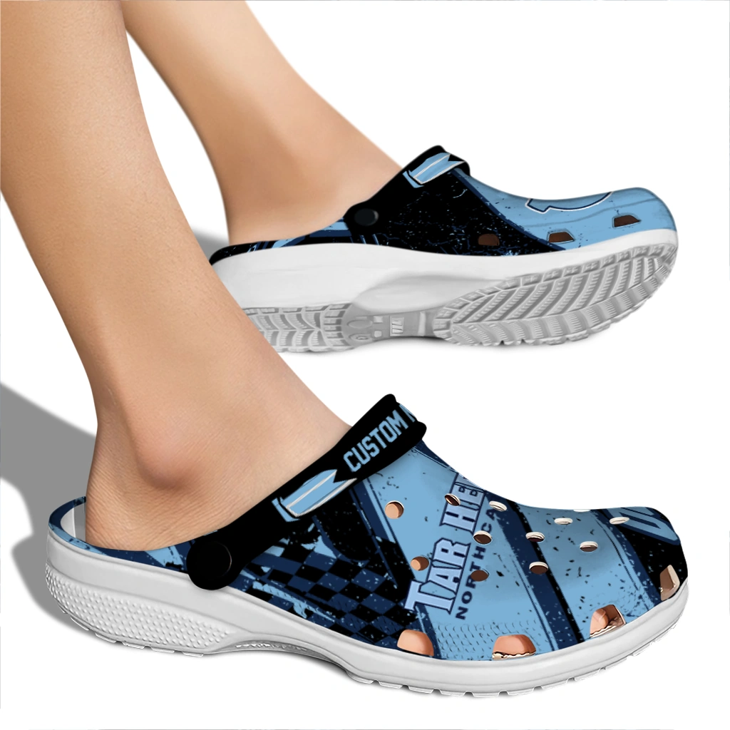 North Carolina Tar Heels Clogs - Custom Circuit Geometry Light Blue Black 2