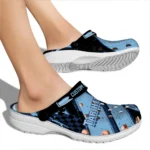 North Carolina Tar Heels Clogs – Personalized Checkered Streaks Light Blue Black 1