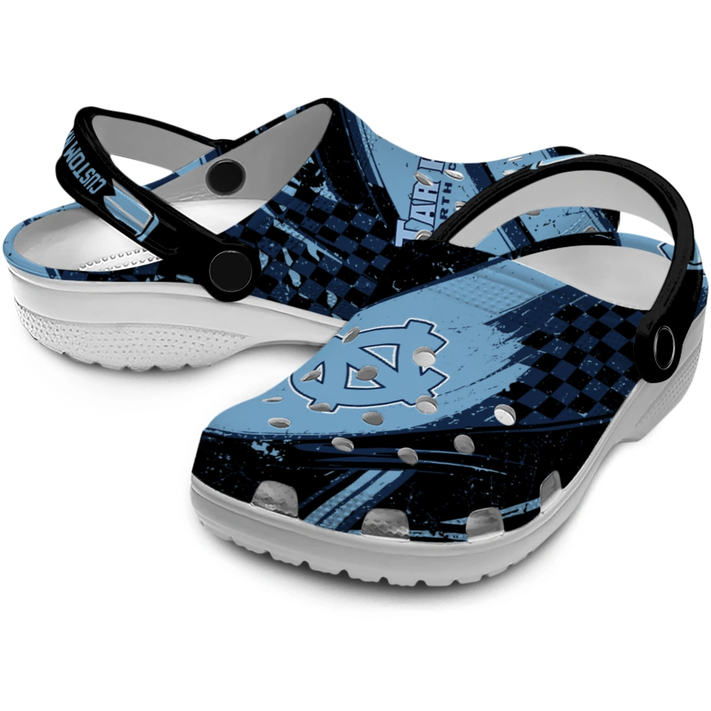 North Carolina Tar Heels Clogs - Custom Circuit Geometry Light Blue Black 3