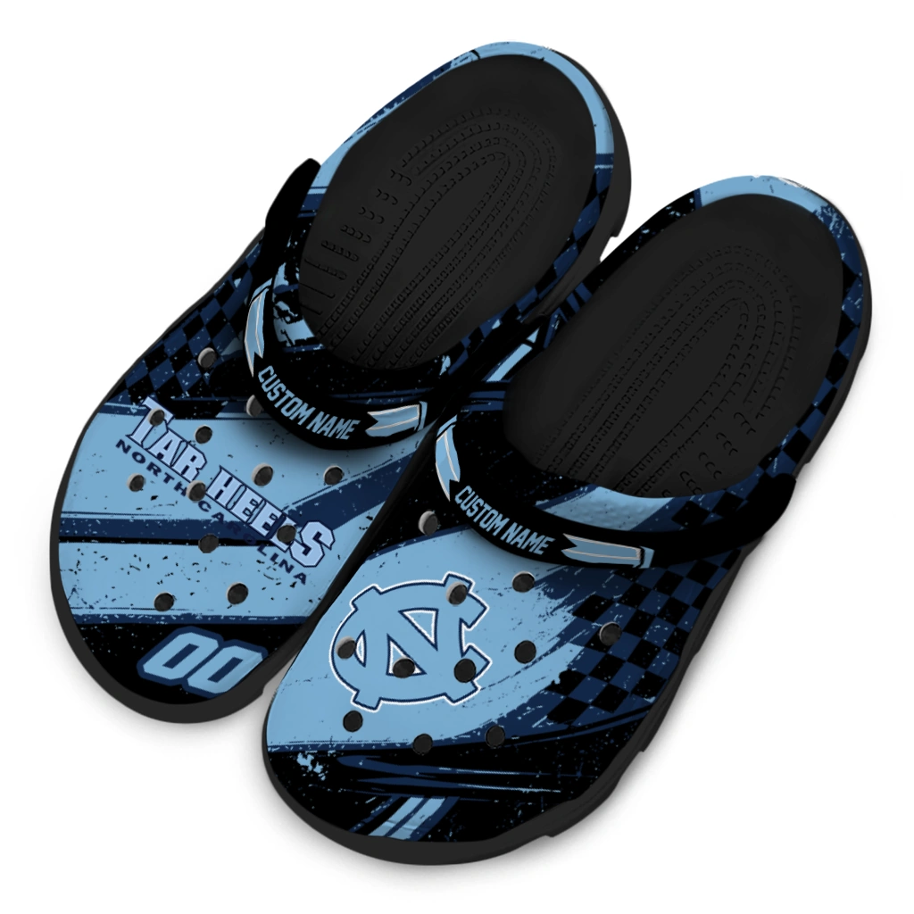 North Carolina Tar Heels Clogs - Custom Circuit Geometry Light Blue Black 4