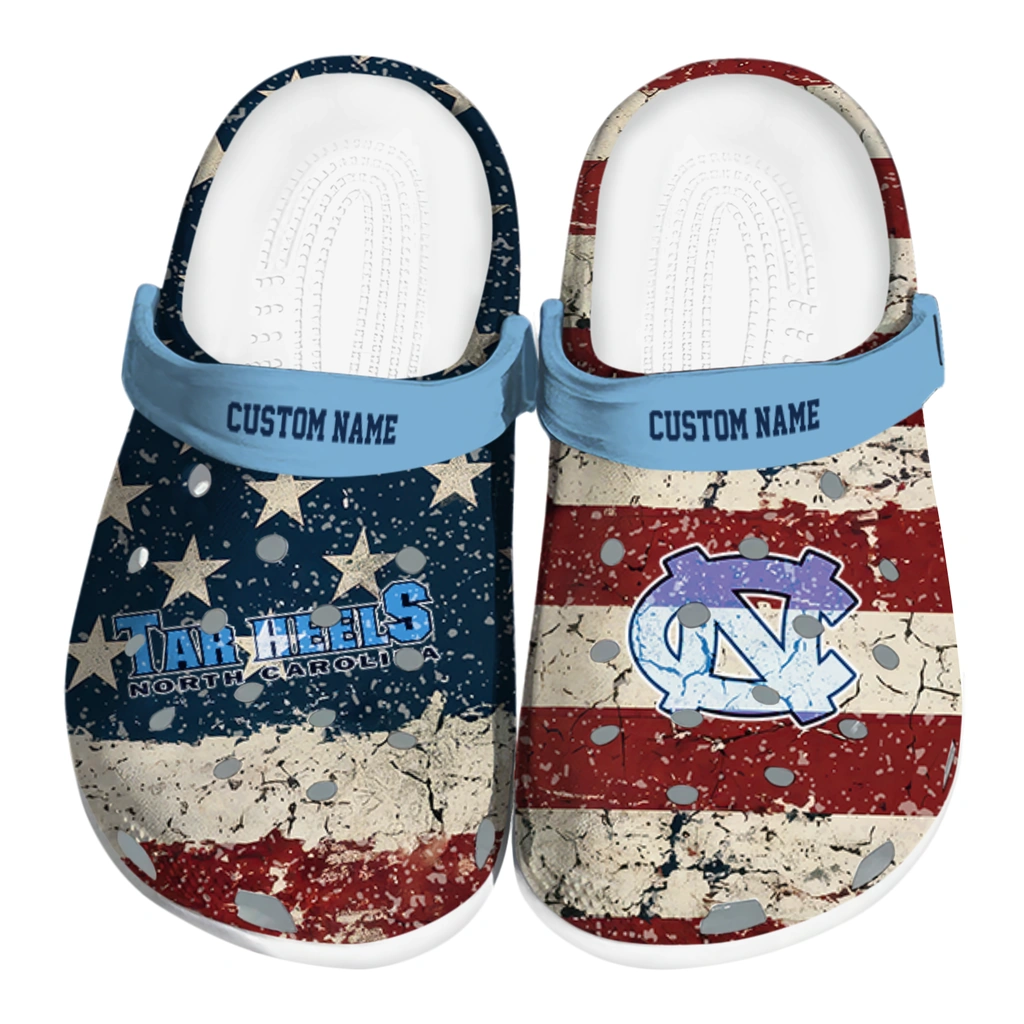 north-carolina-tar-heels-clog-custom-distressed-stripes-light-blue-red-blue-best-selling.webp north carolina tar heels clog custom distressed stripes light blue red blue best selling
