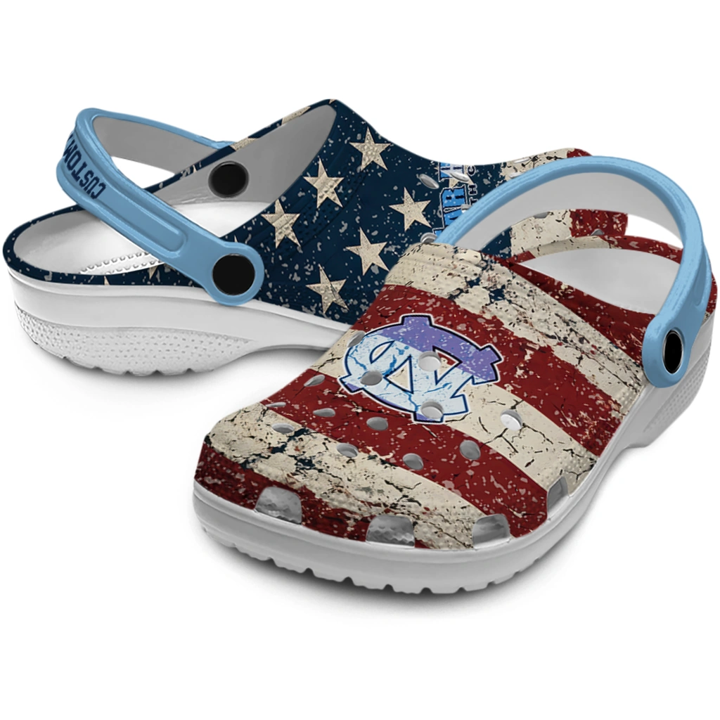 north-carolina-tar-heels-clog-custom-distressed-stripes-light-blue-red-blue-high-quality.webp