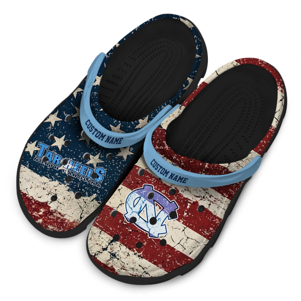 north-carolina-tar-heels-clog-custom-distressed-stripes-light-blue-red-blue-latest-model.webp