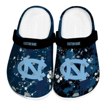 North Carolina Tar Heels Clogs - Customized Splatter Splash Light Blue Black