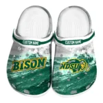 North Dakota State Bison Clogs - Custom Wave Swirl Green White 1 north-dakota-state-bison-clog-custom-wave-swirl-green-white-best-selling.webp