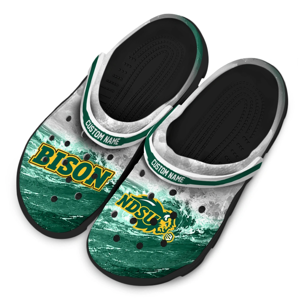 north-dakota-state-bison-clog-custom-wave-swirl-green-white-latest-model.webp