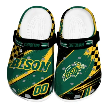 North Dakota State Bison Clogs - Customized Circuit Geometry Green Black