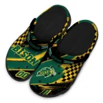 North Dakota State Bison Clogs – Custom Checkered Streaks Green Black 1